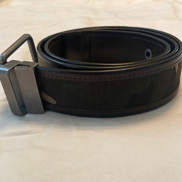 Brown Leather x Camo Canvas Belt - Picture 1 of 1